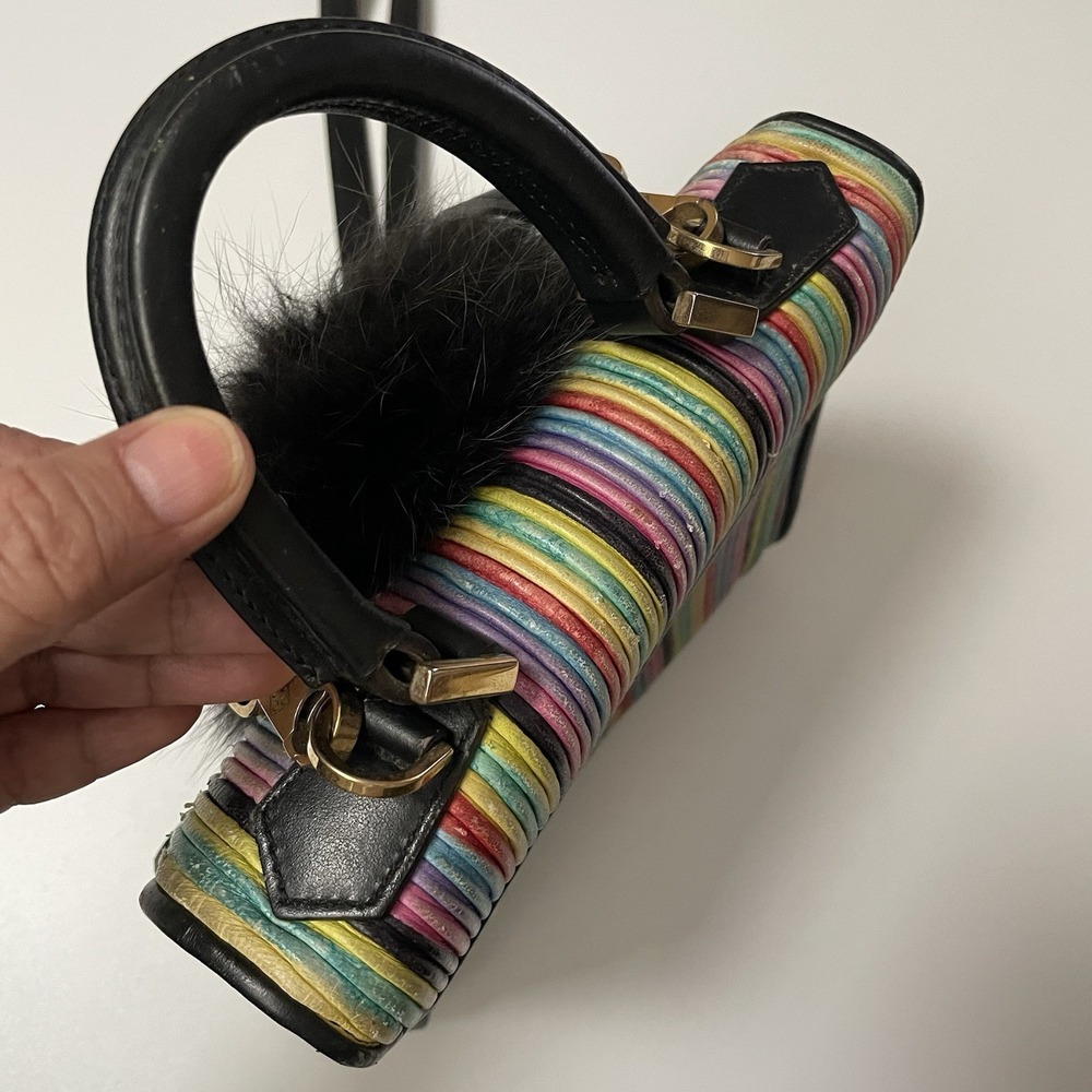 Les Petits Joueurs Rainbow Stripe Mini Crossbody Bag Grunge Distressed‎ B25 - Picture 14 of 16